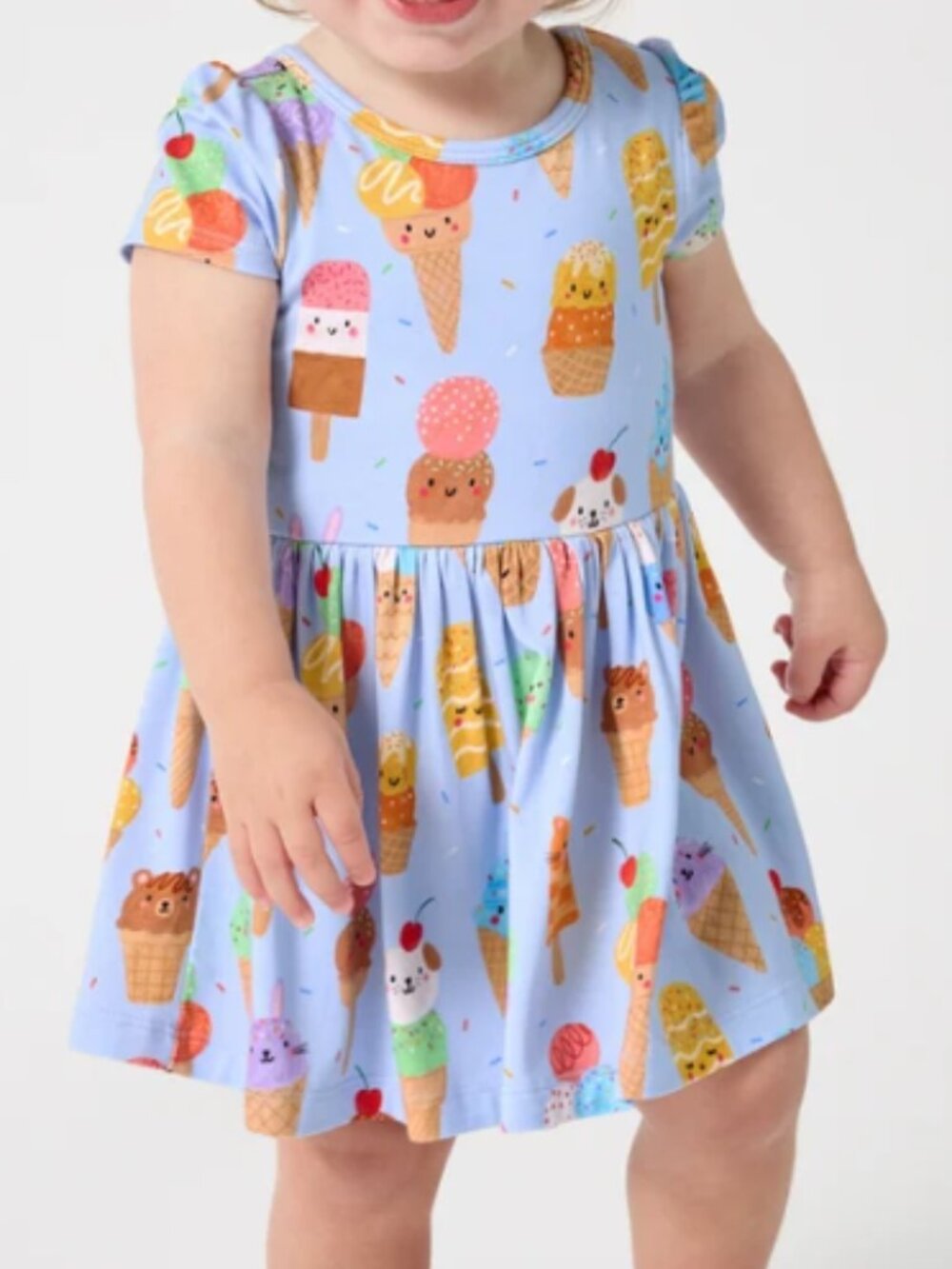 Little Sleepies Scoop Squad Skater Dress Bodysuit Ice Cream Bamboo 0-3M
